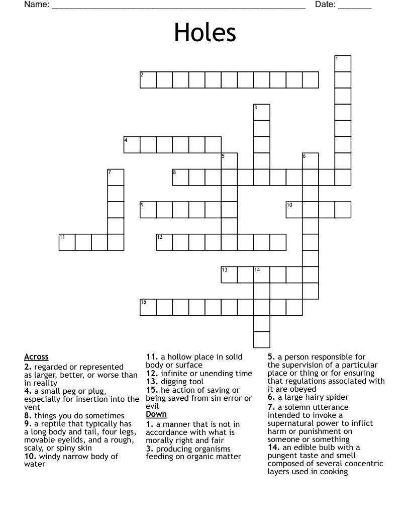 Holes Crossword
