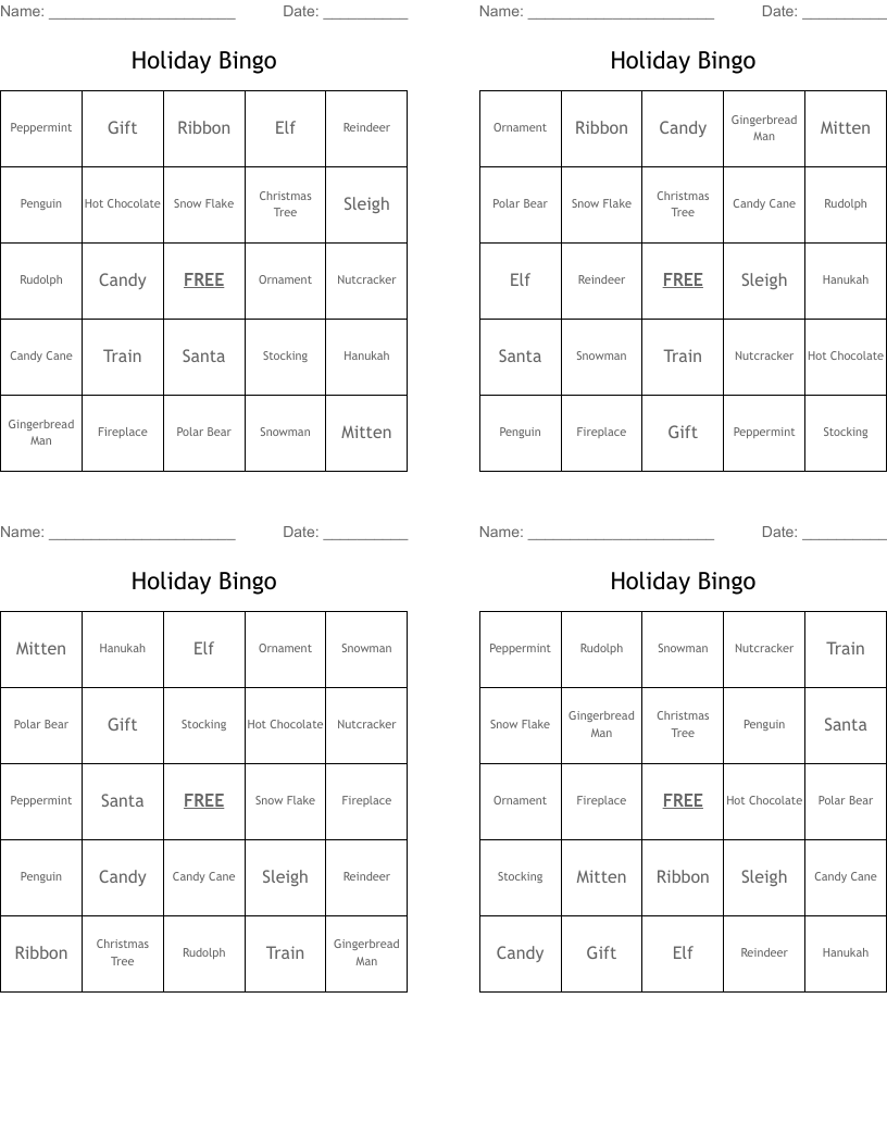 Holiday Bingo