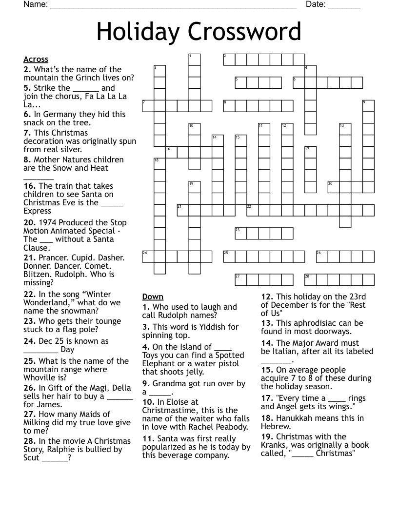 Holiday Crossword