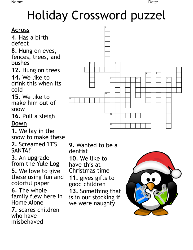 Holiday Crossword puzzel