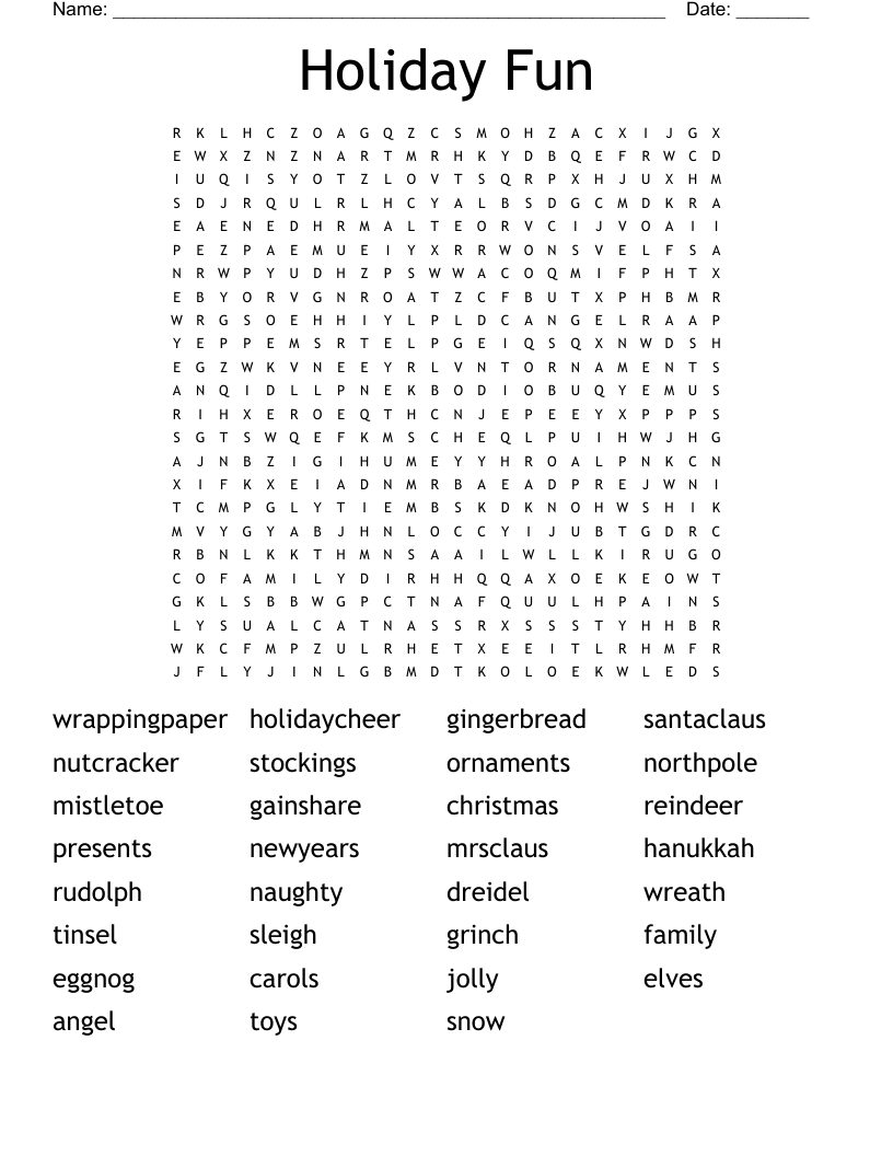 Holiday Fun Word Search