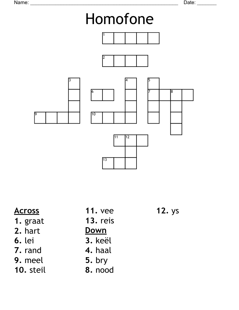 Homofone Crossword