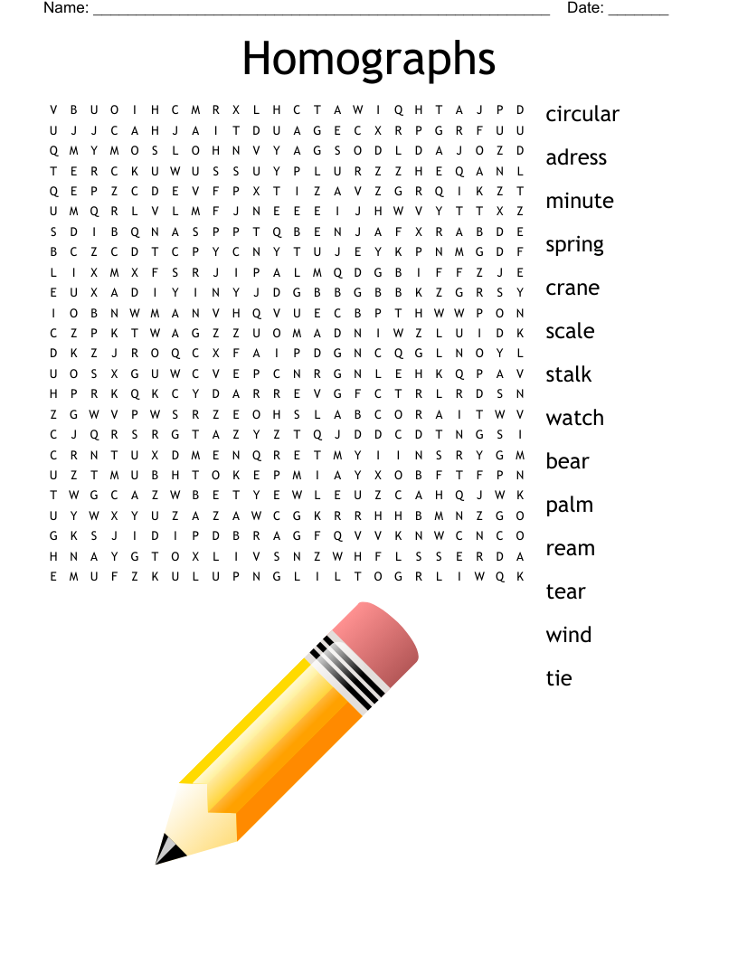 Homographs Word Search