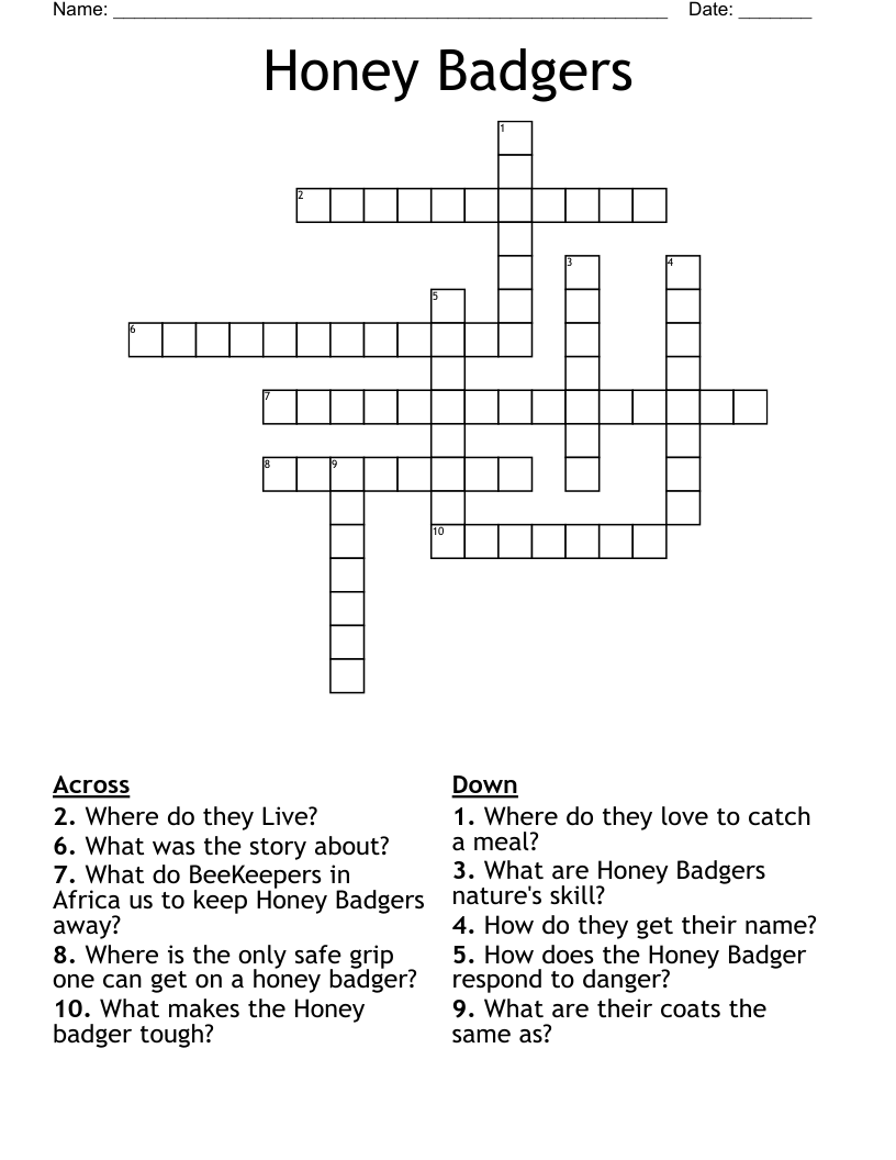 Honey Badgers  Crossword