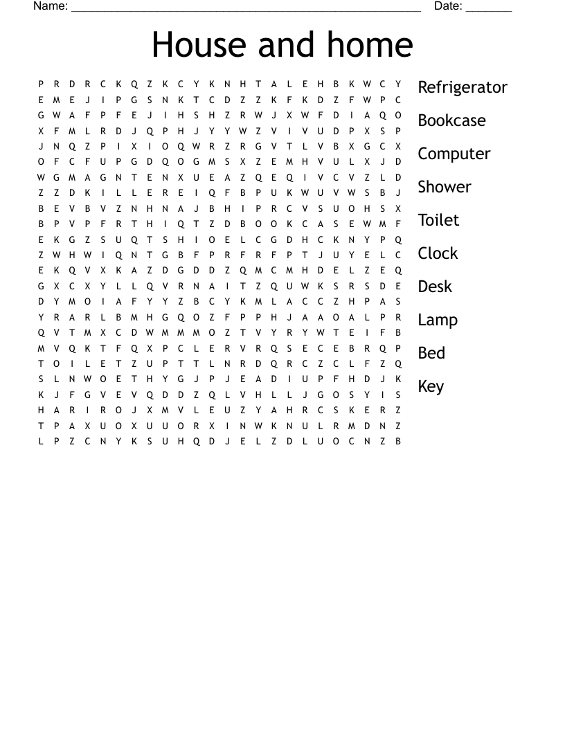 House and home Word Search