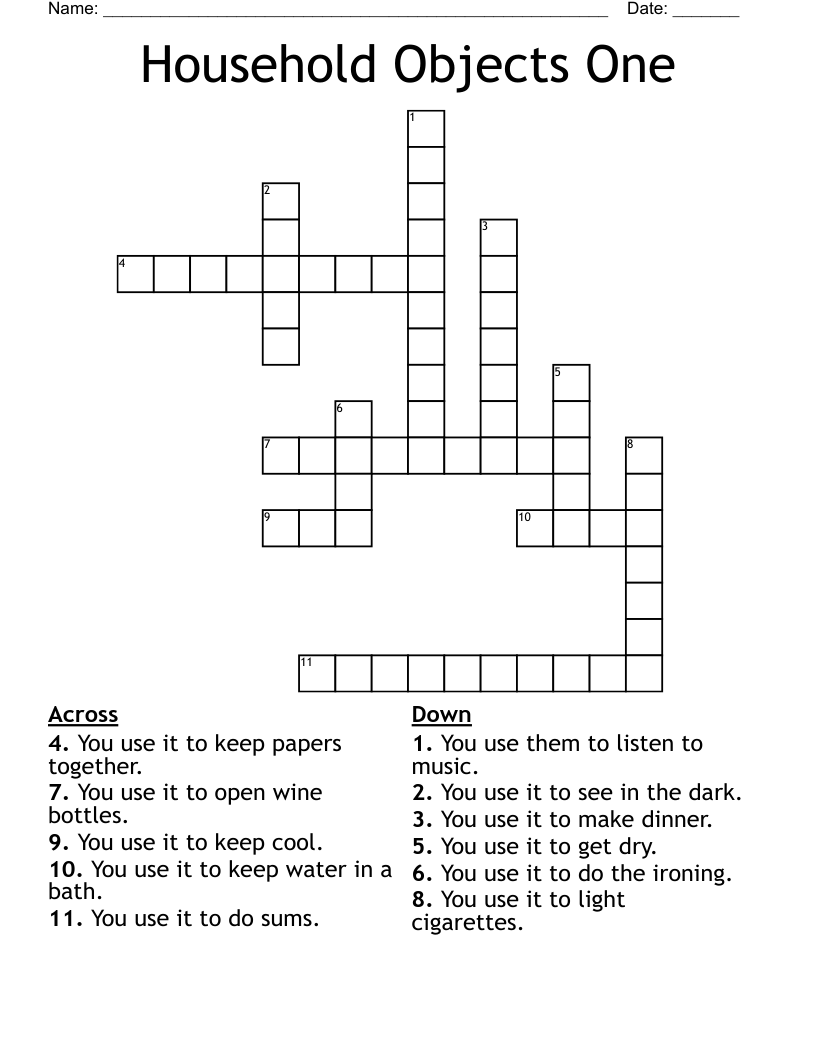 Household Objects One Crossword
