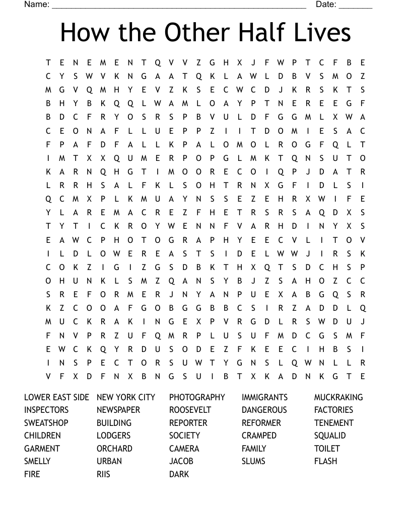 How the Other Half Lives Word Search