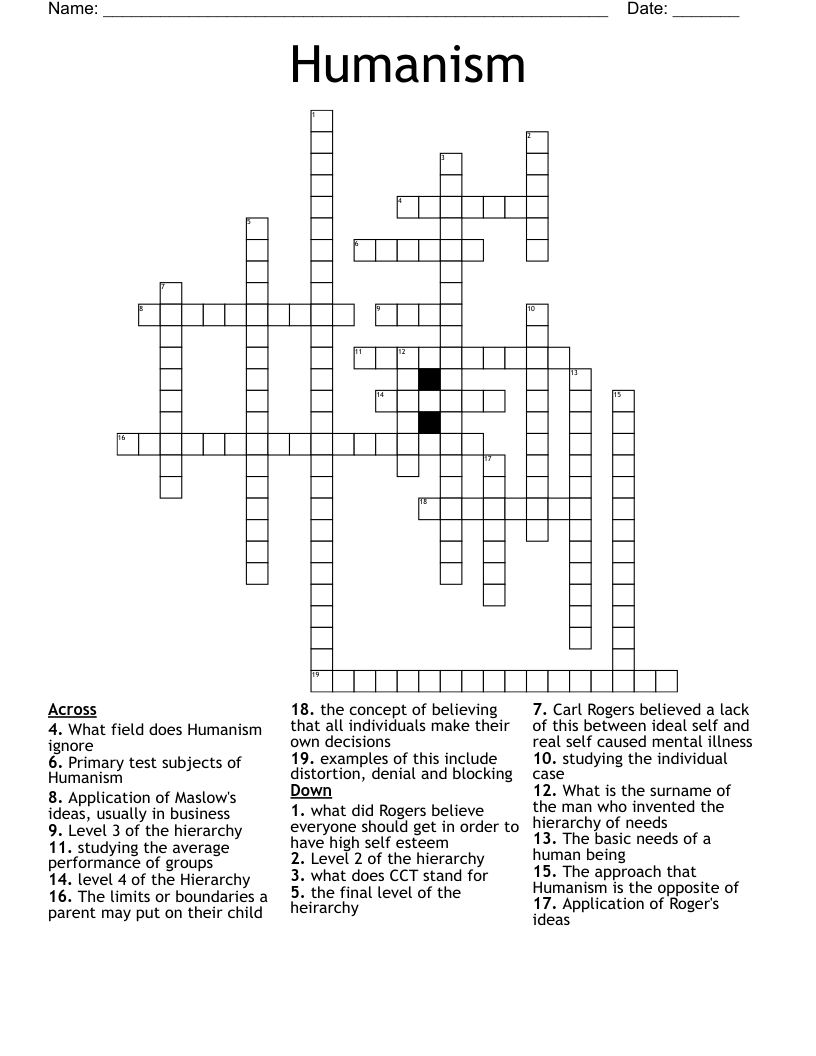 Humanism Crossword