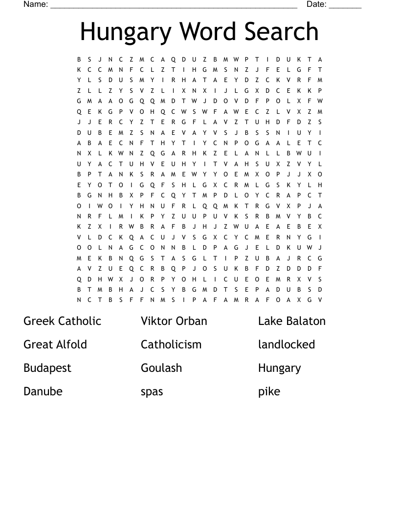 Hungary Word Search