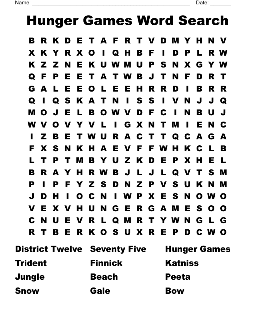 Hunger Games Word Search