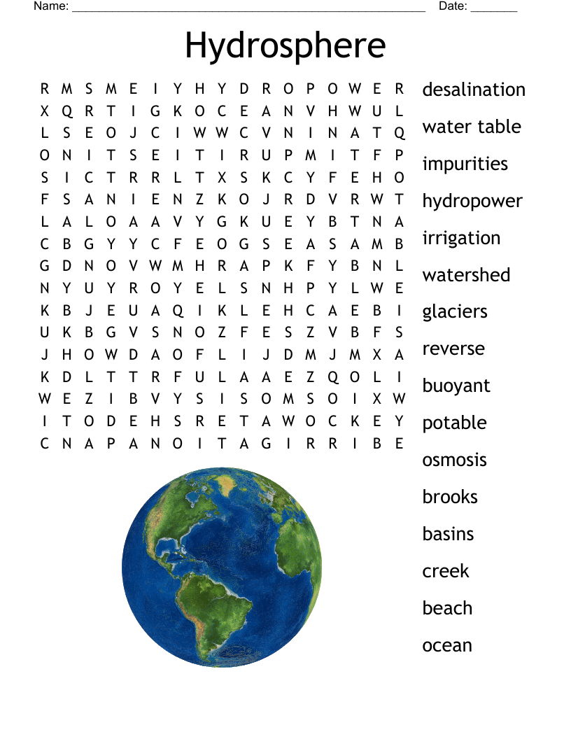 Hydrosphere Word Search