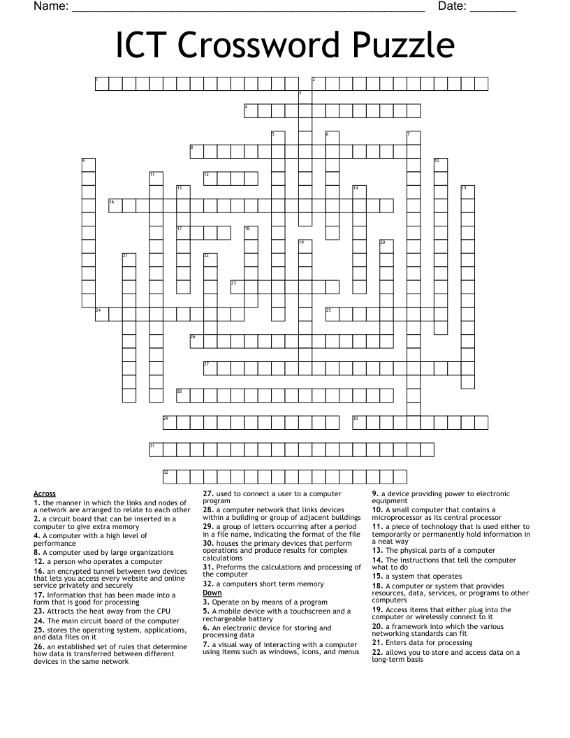 ICT Crossword Puzzle