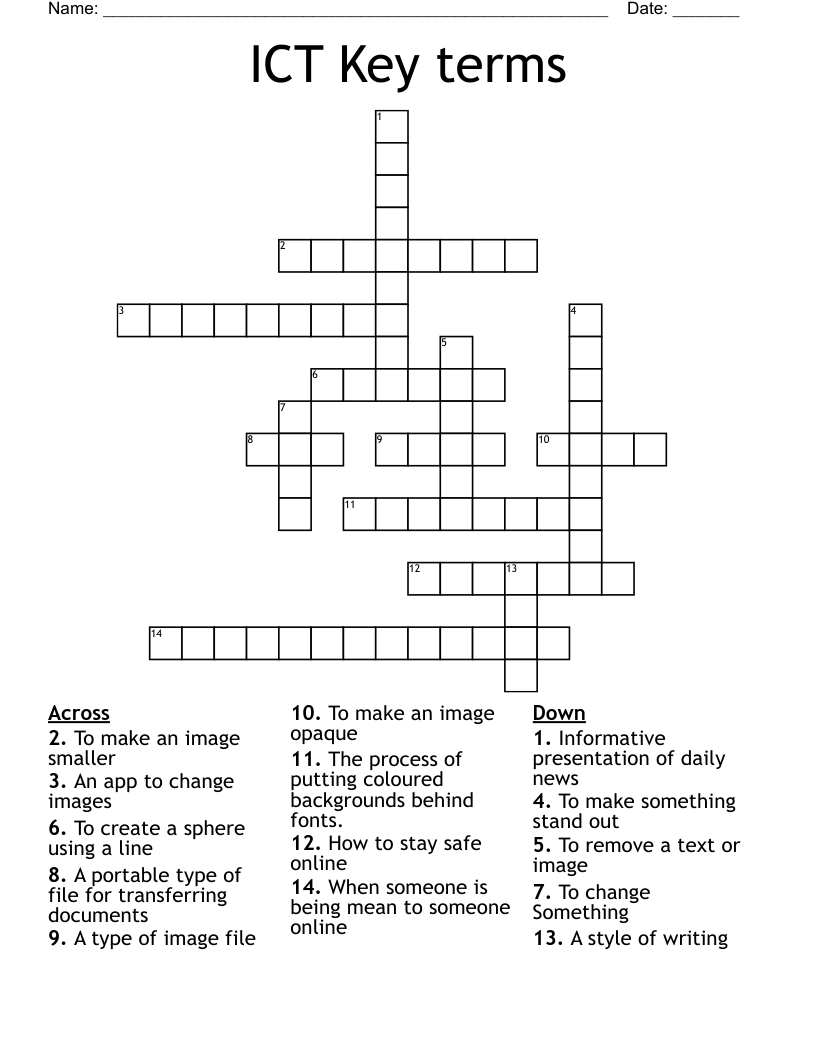 ICT Key terms Crossword