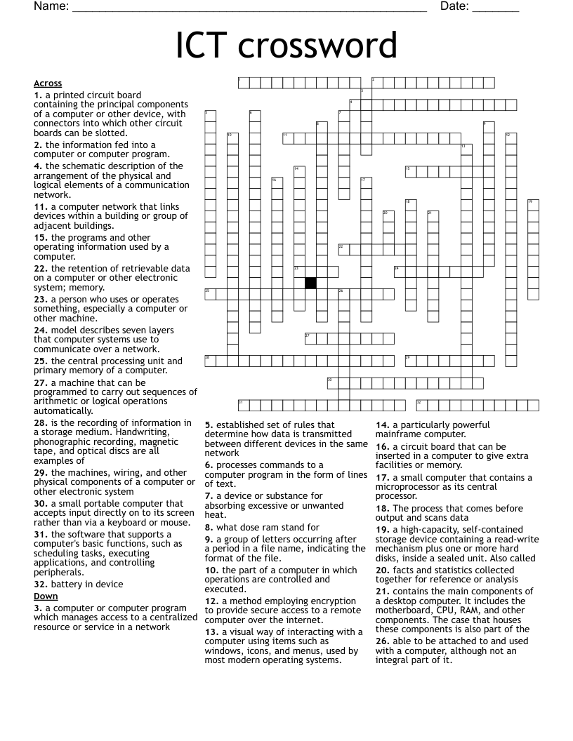 ICT crossword