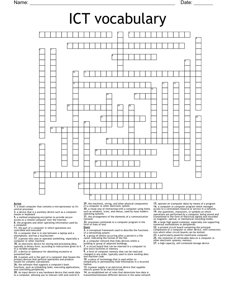 ICT vocabulary