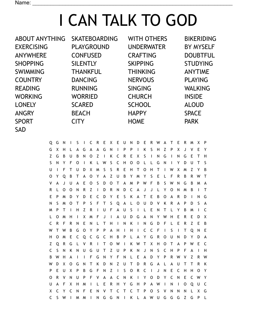 I CAN TALK TO GOD Word Search