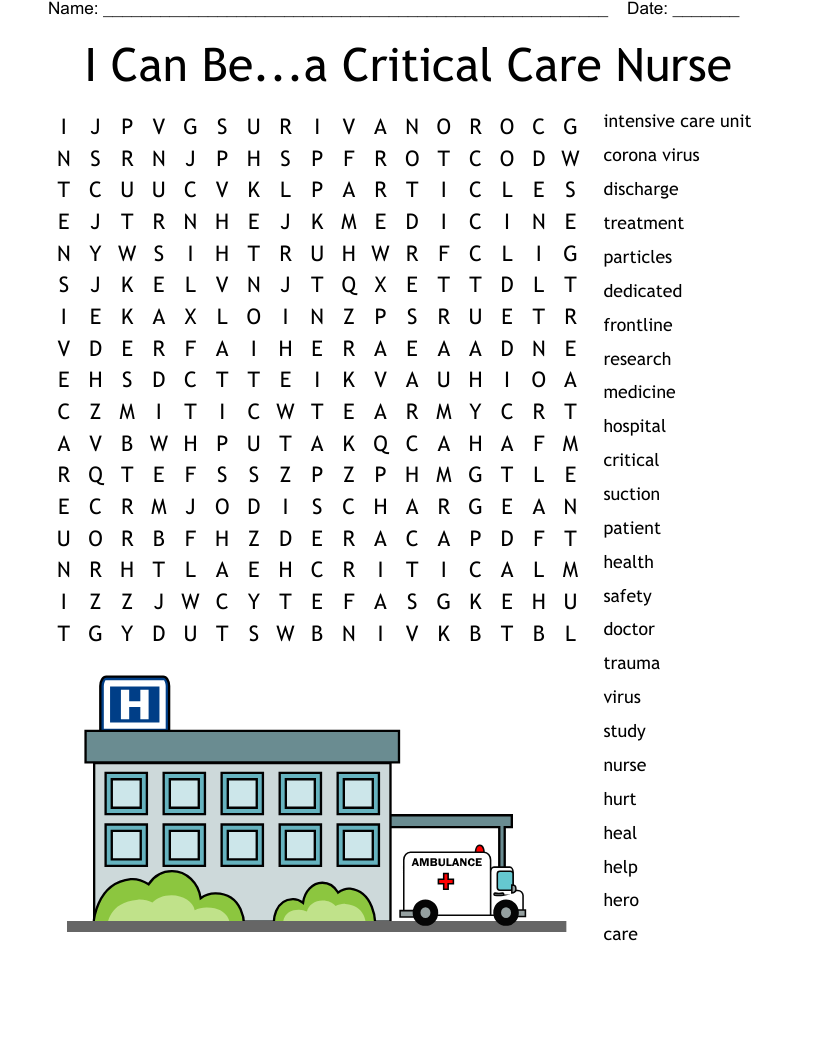 I Can Be...a Critical Care Nurse Word Search