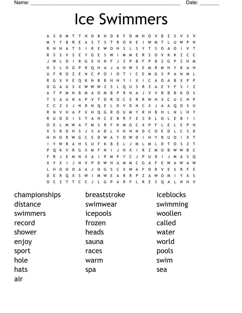Ice Swimmers  Word Search