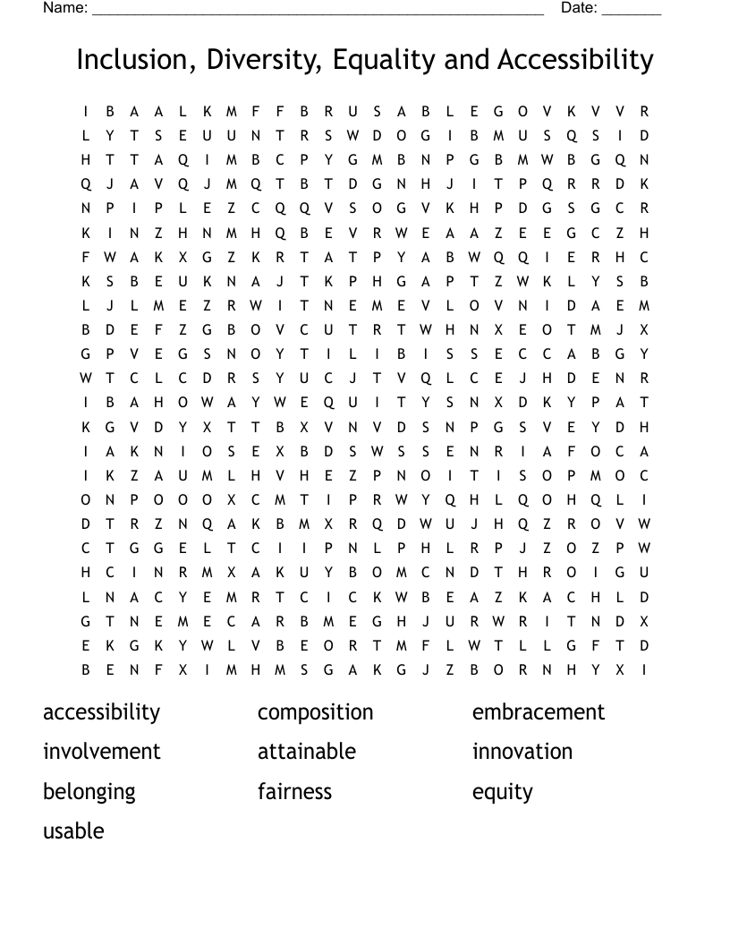 Inclusion, Diversity, Equality and Accessibility
