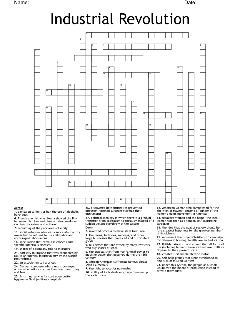 Industrial Revolution Crossword