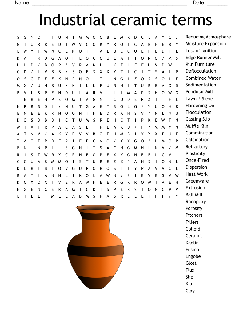 Industrial ceramic terms Word Search