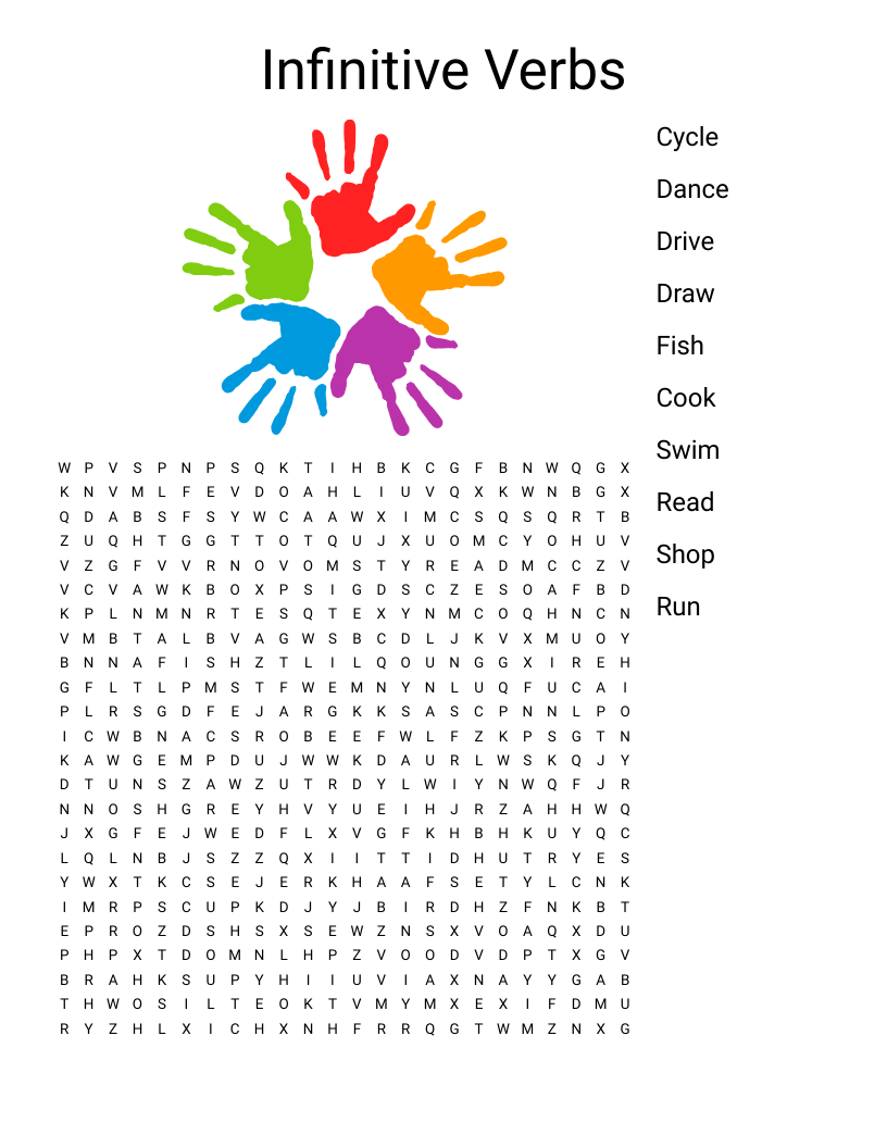 Infinitive Verbs  Word Search