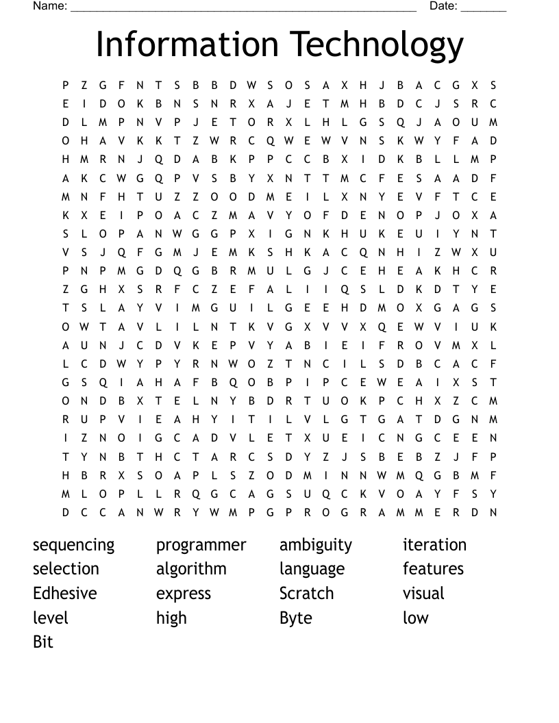 Information Technology Word Search