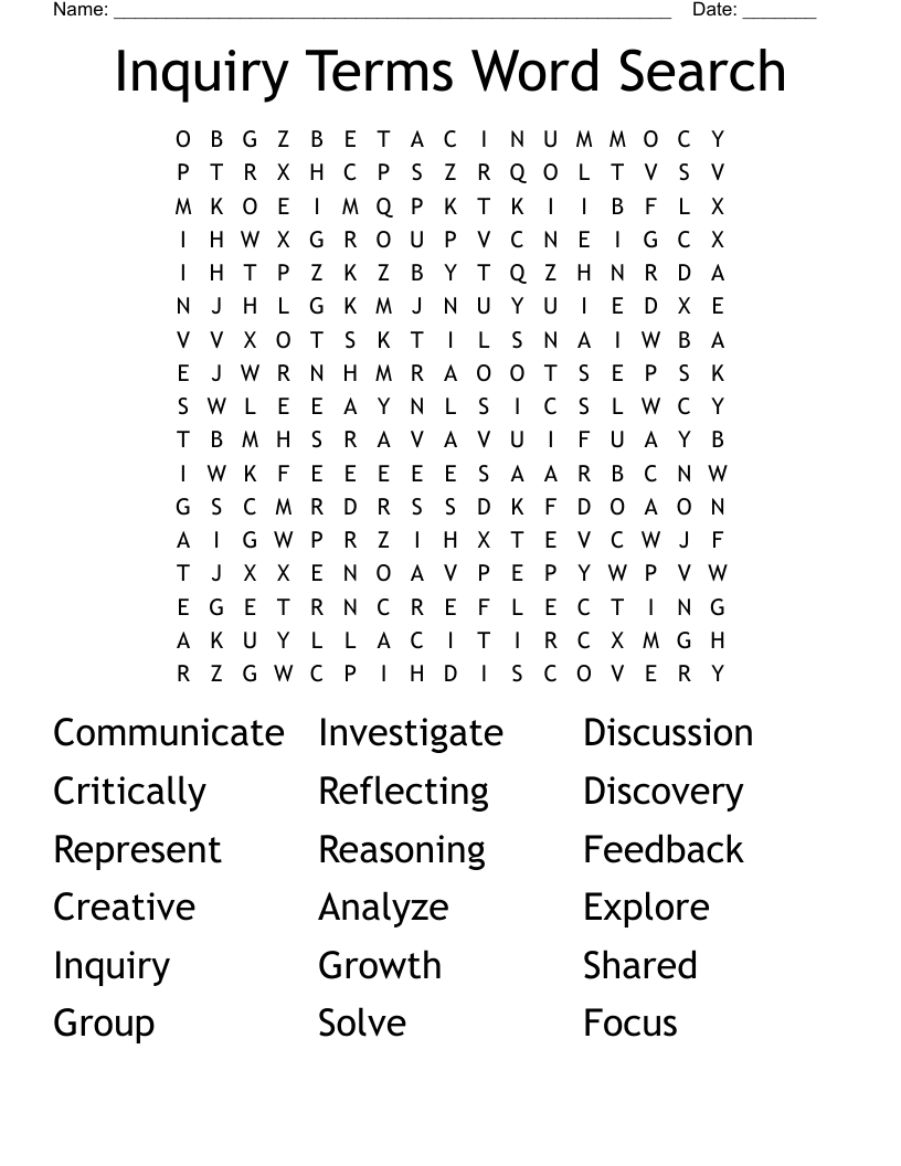 Inquiry Terms Word Search