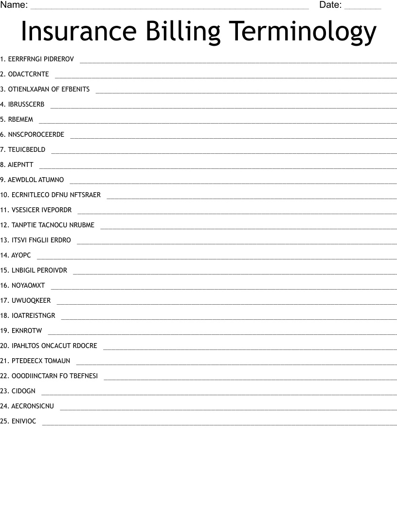 Insurance Billing Terminology