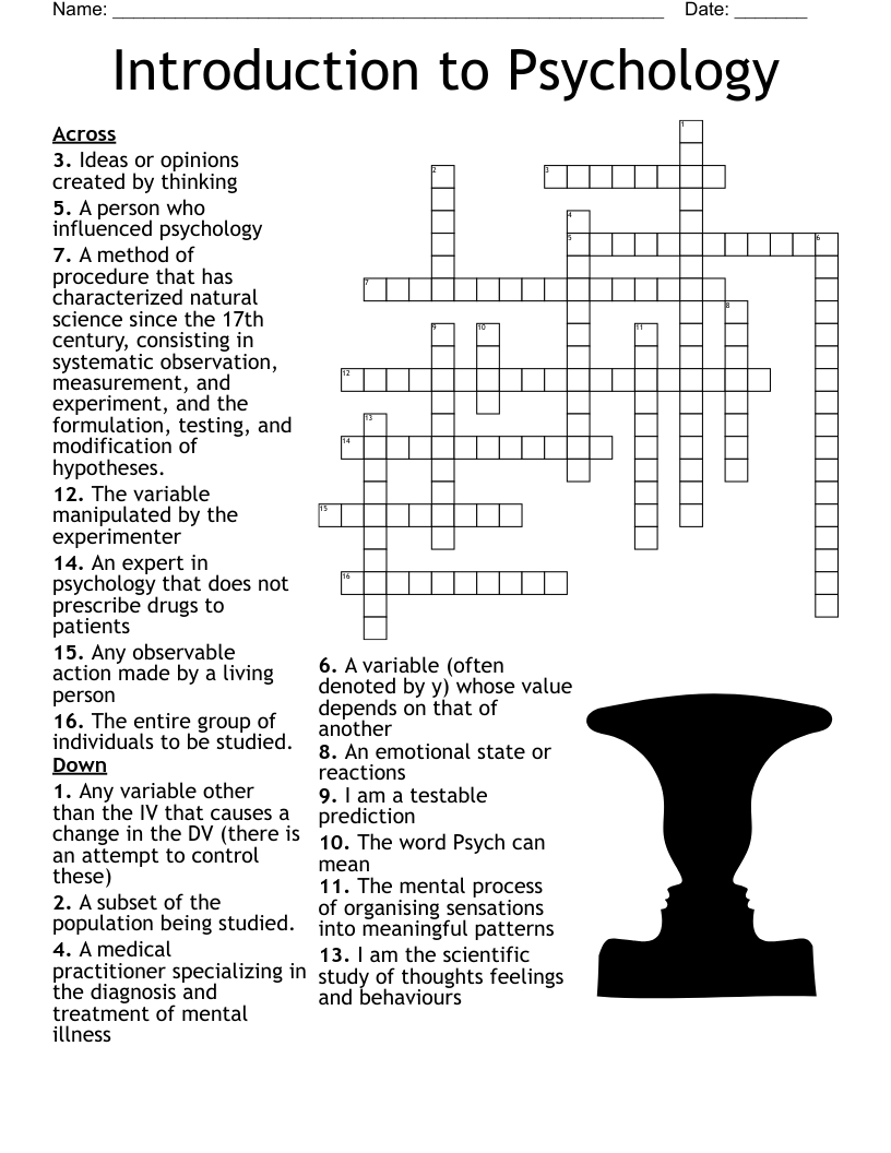 Introduction to Psychology  Crossword