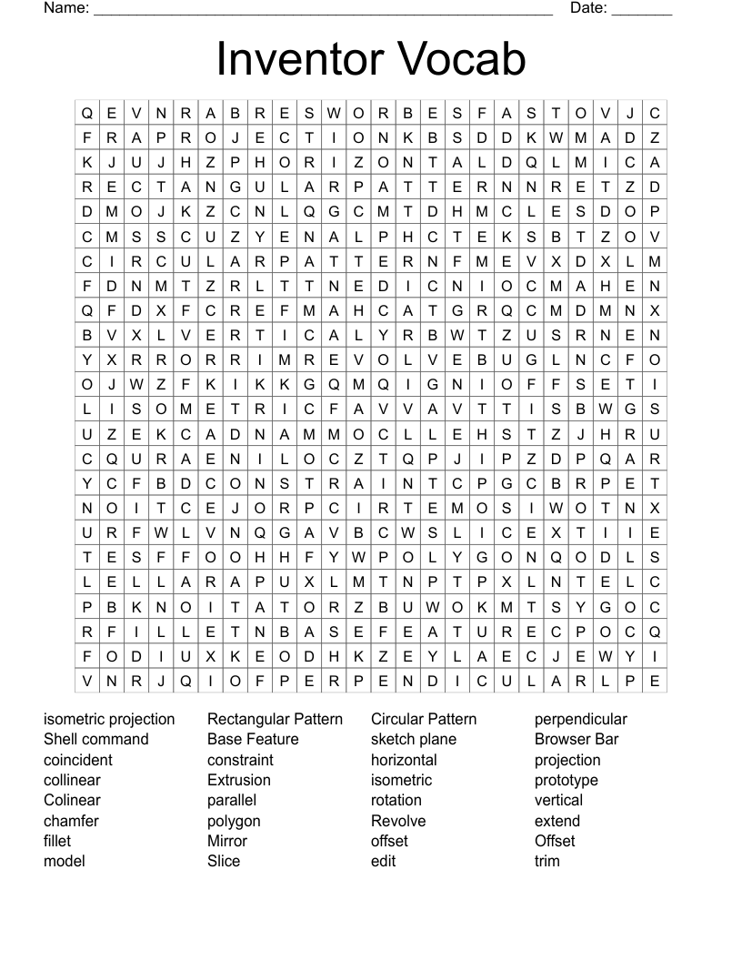 Inventor Vocab Word Search