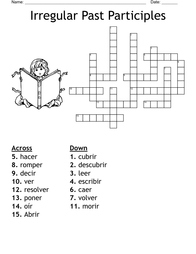 Irregular Past Participles Crossword
