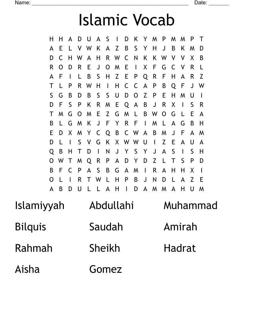 Islamic Vocab Word Search