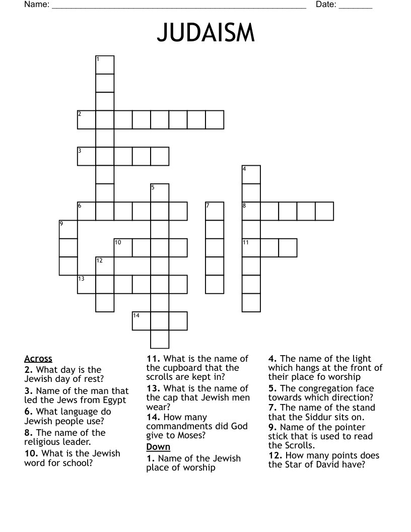 JUDAISM Crossword