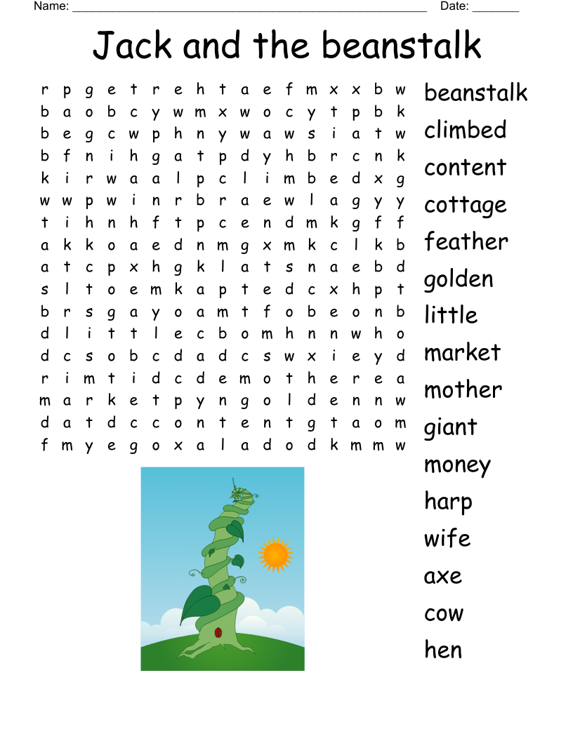 Jack and the beanstalk  Word Search