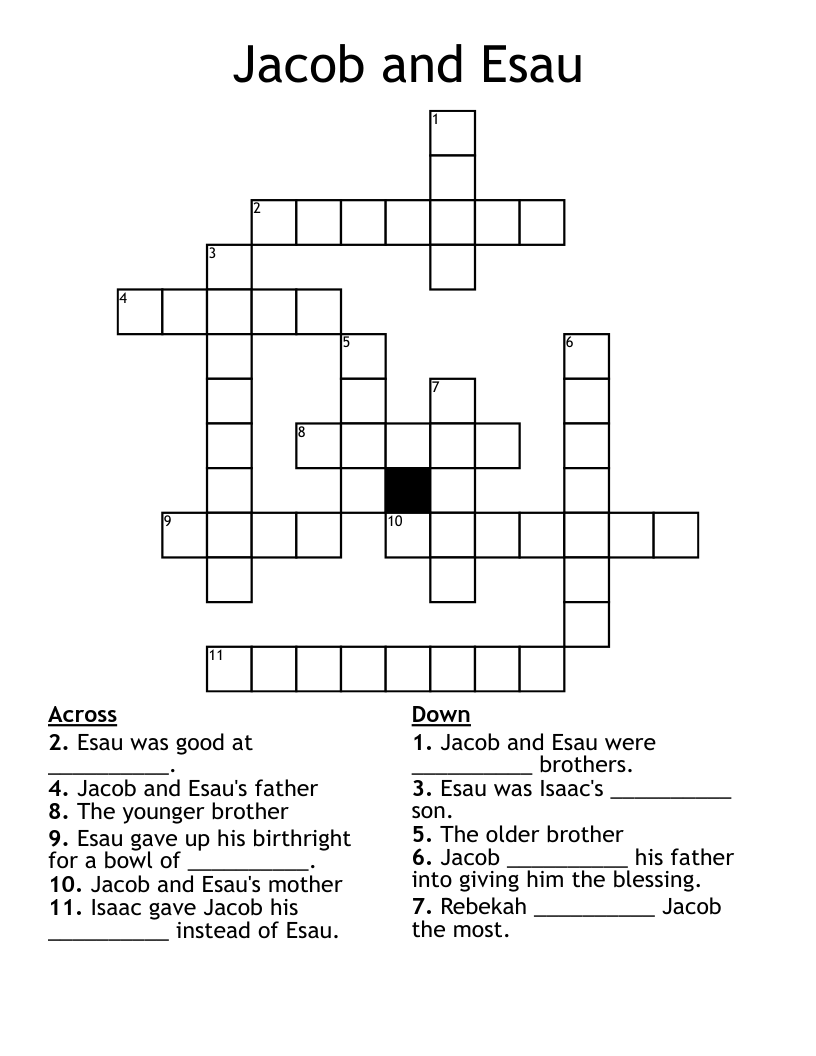 Jacob and Esau Crossword
