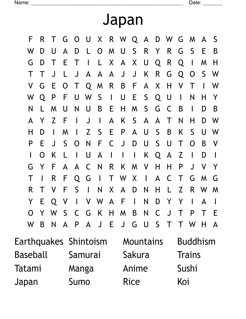 Japan Word Search