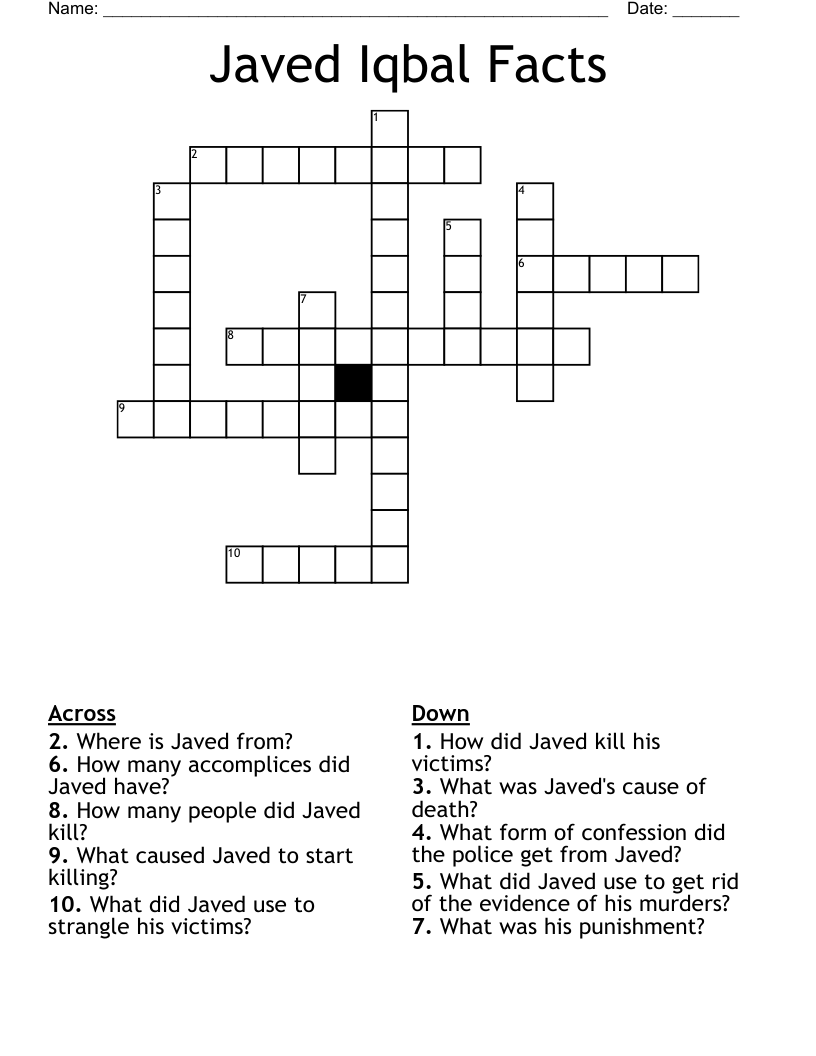 Javed Iqbal Facts Crossword