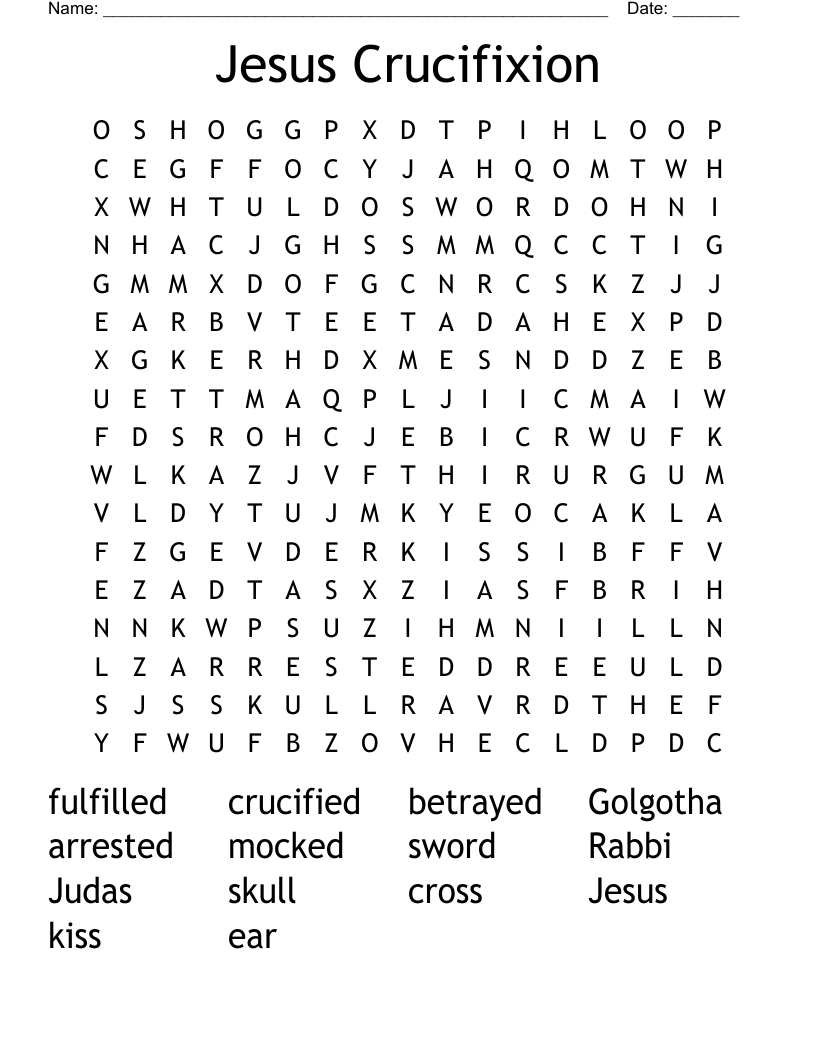 Jesus Crucifixion Word Search