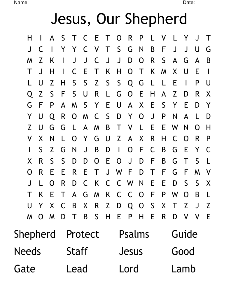 Jesus, Our Shepherd Word Search