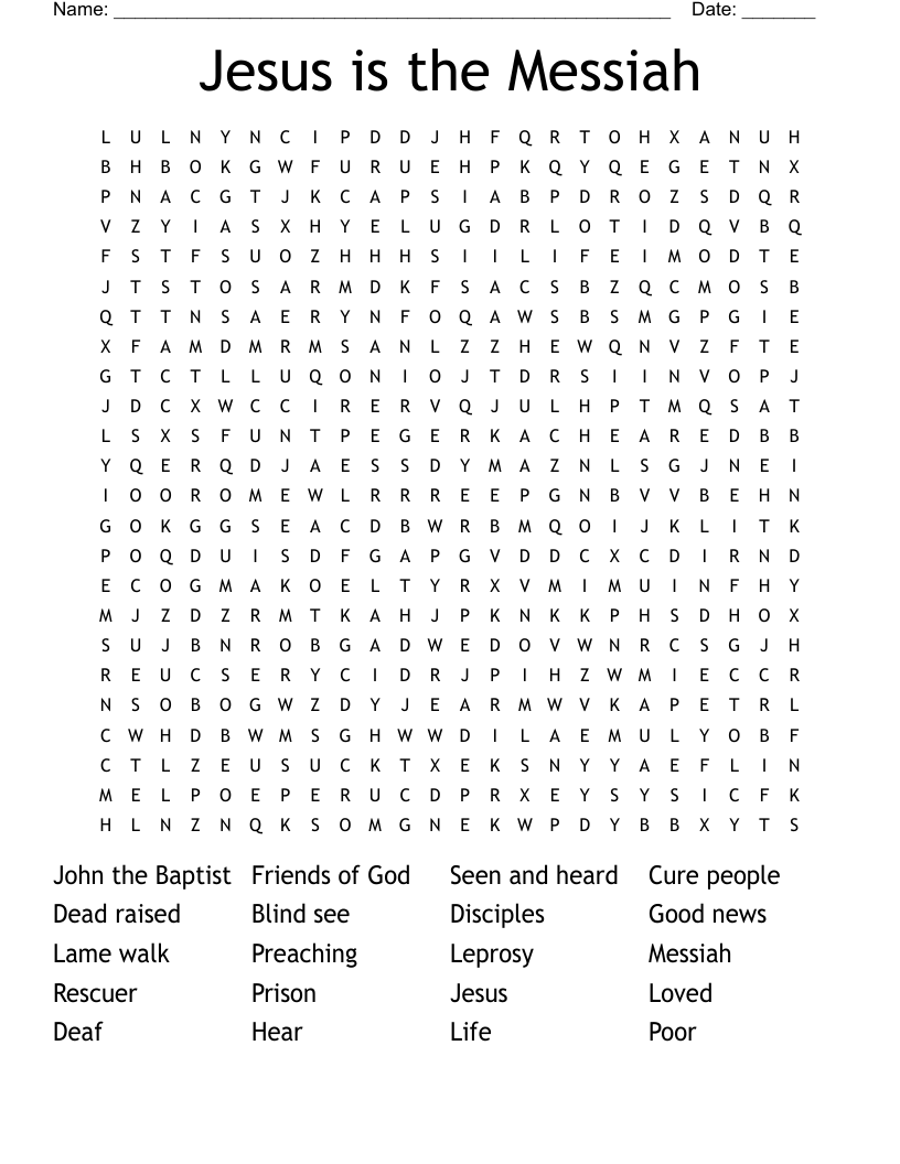 Jesus is the Messiah  Word Search