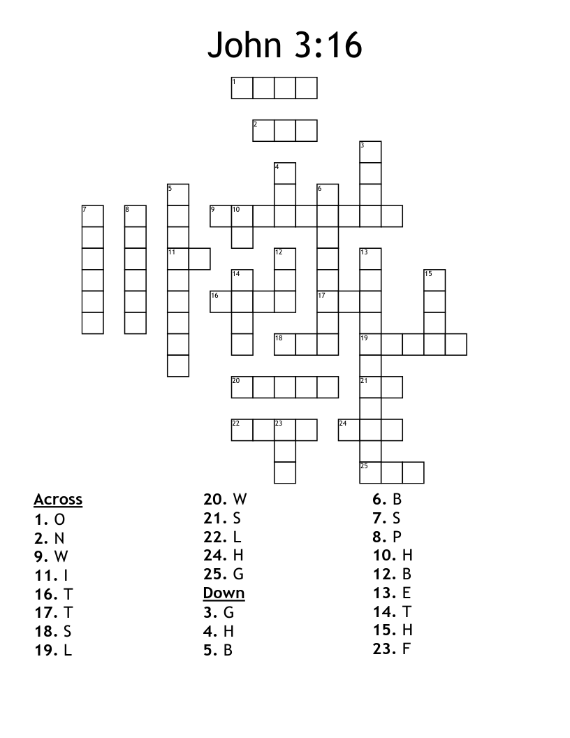 John 3:16 Crossword