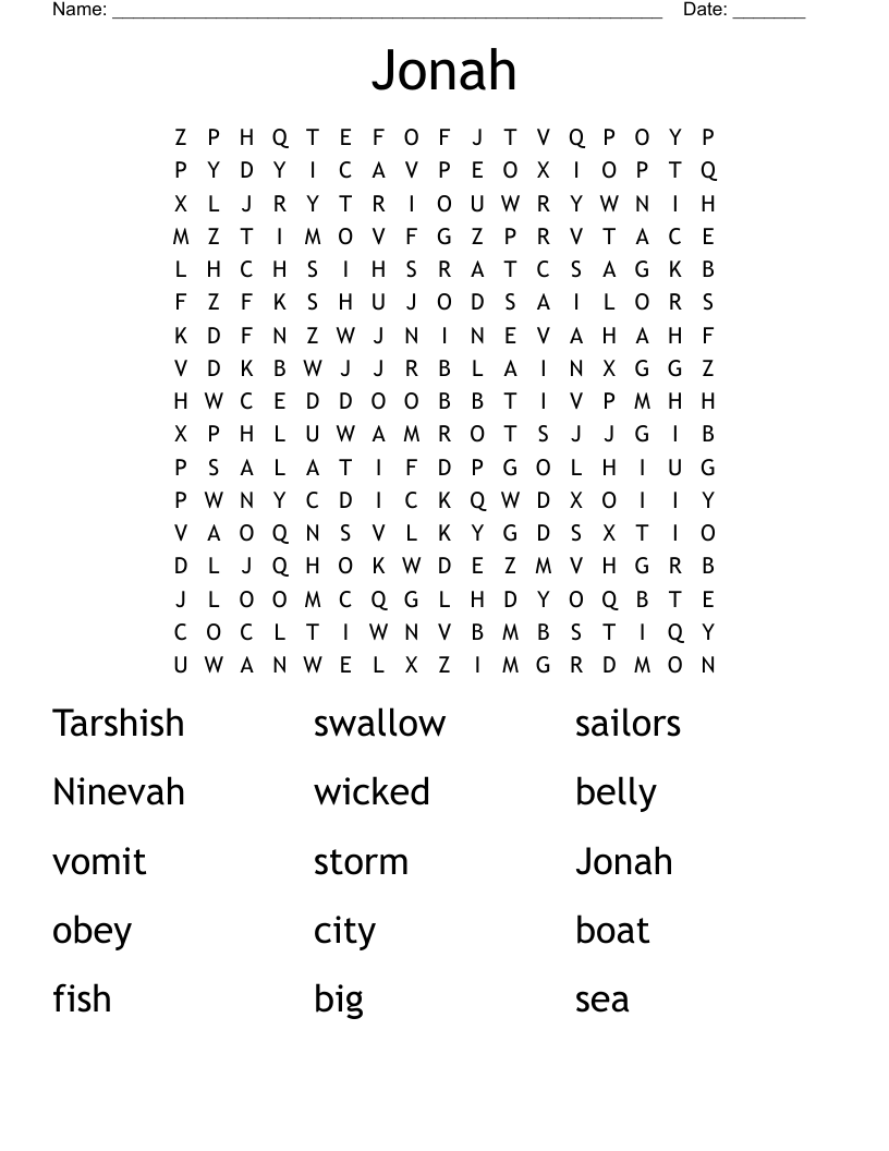 Jonah Word Search