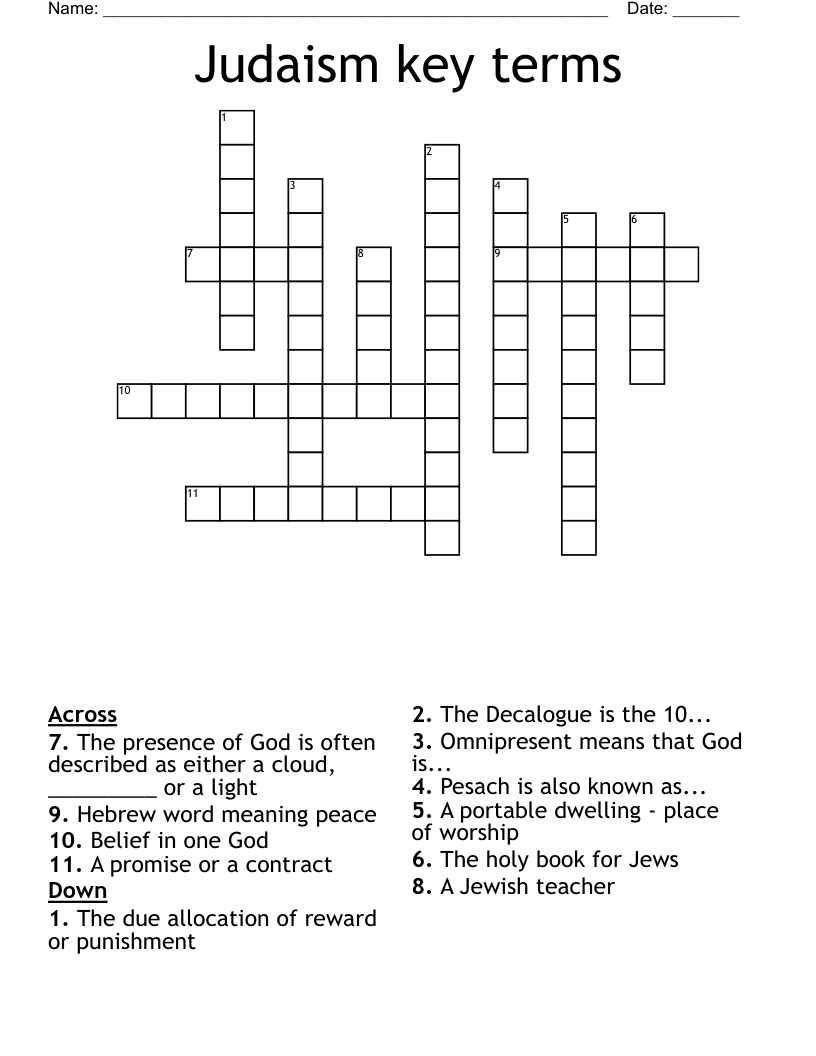 Judaism key terms Crossword