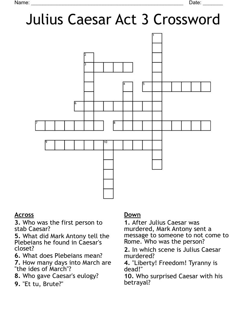 Julius Caesar Act 3 Crossword