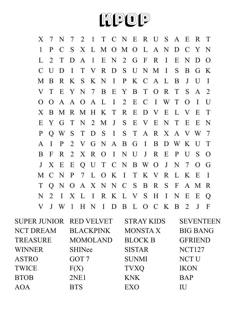 KPOP  Word Search