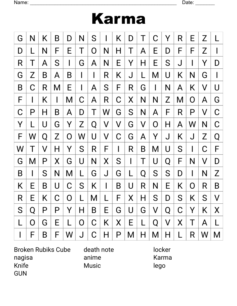 Karma Word Search