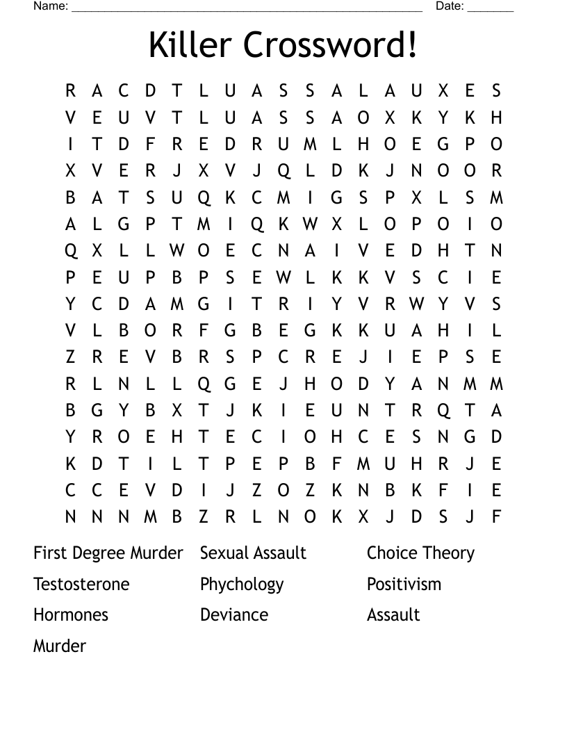 Killer Crossword! Word Search