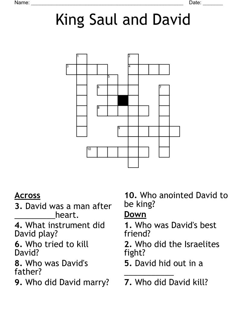 King Saul and David Crossword