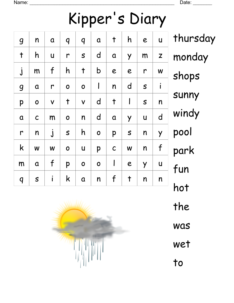 Kipper's Diary Word Search